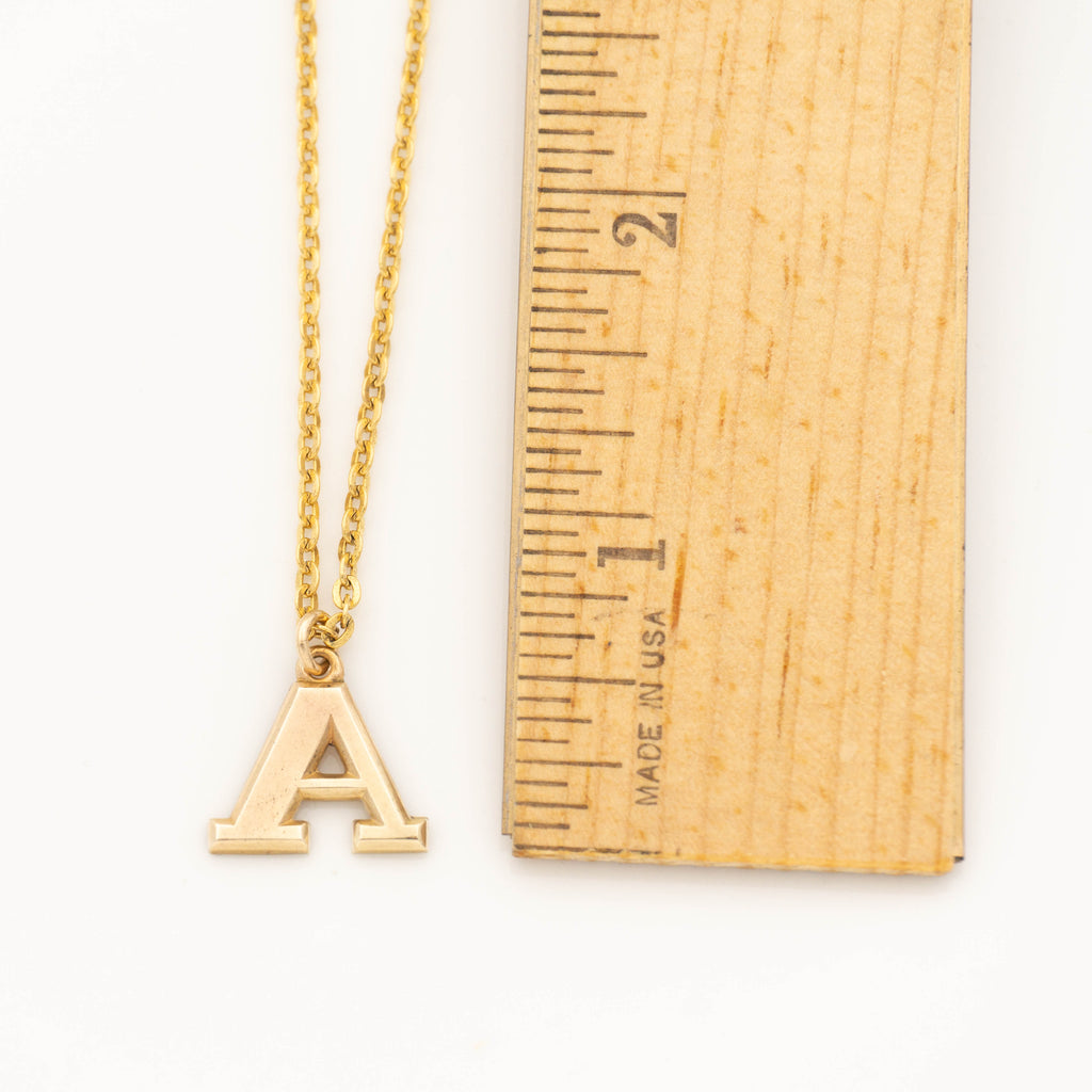 Gold Initial Necklace with Gold Letter A