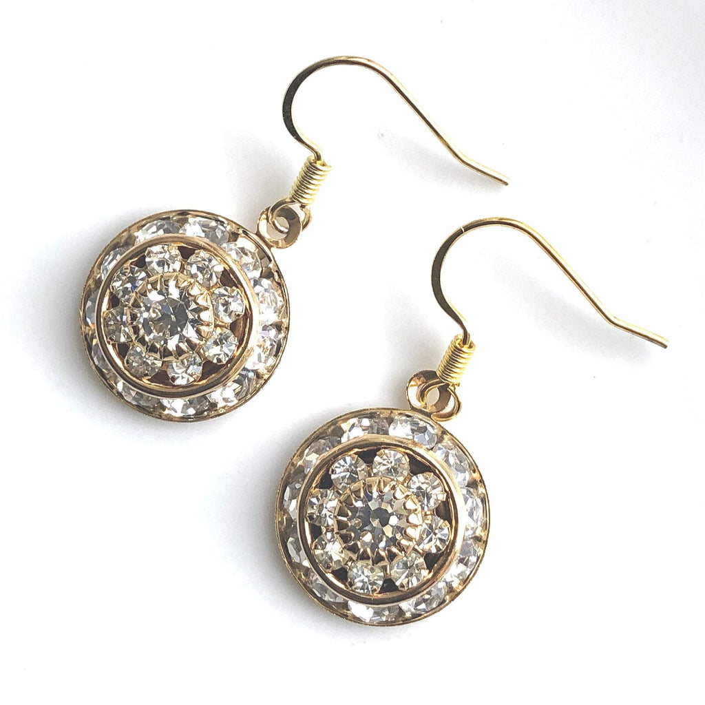 Gold Swarovski Crystal Earrings Art Deco Style