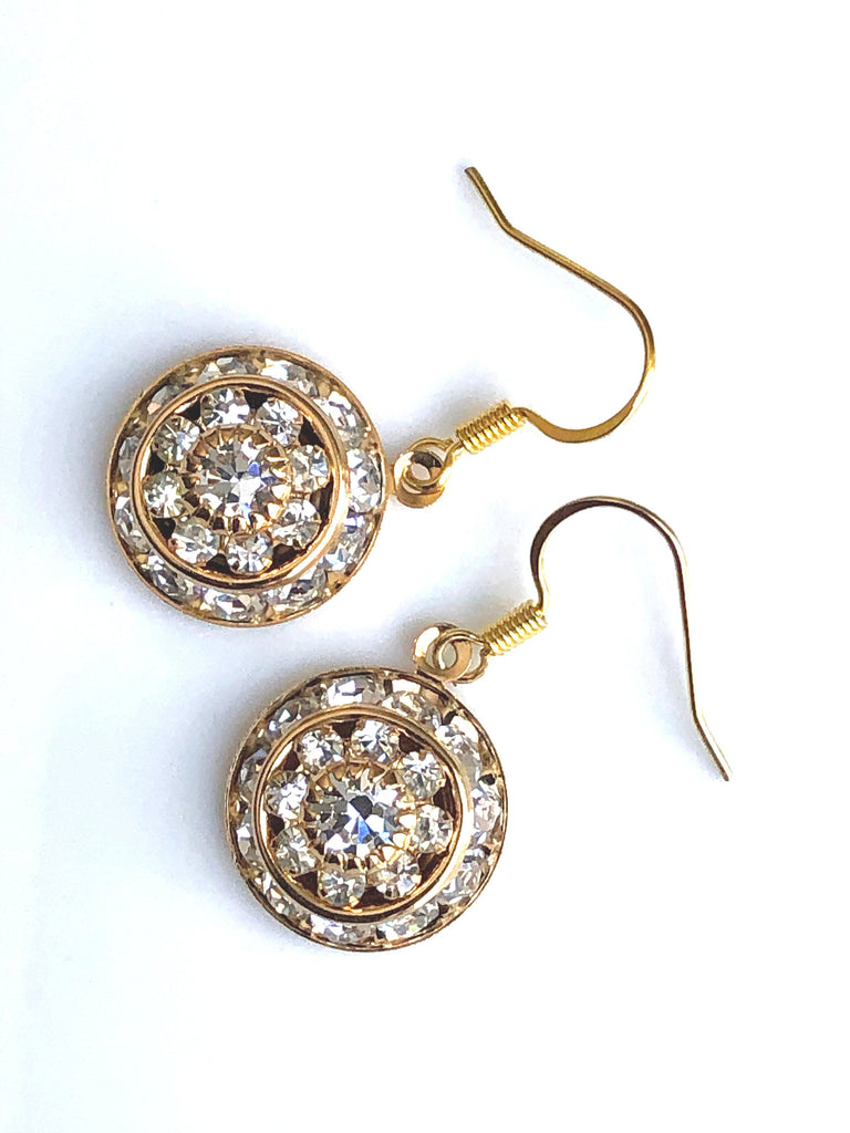 Gold Swarovski Crystal Earrings Art Deco Style