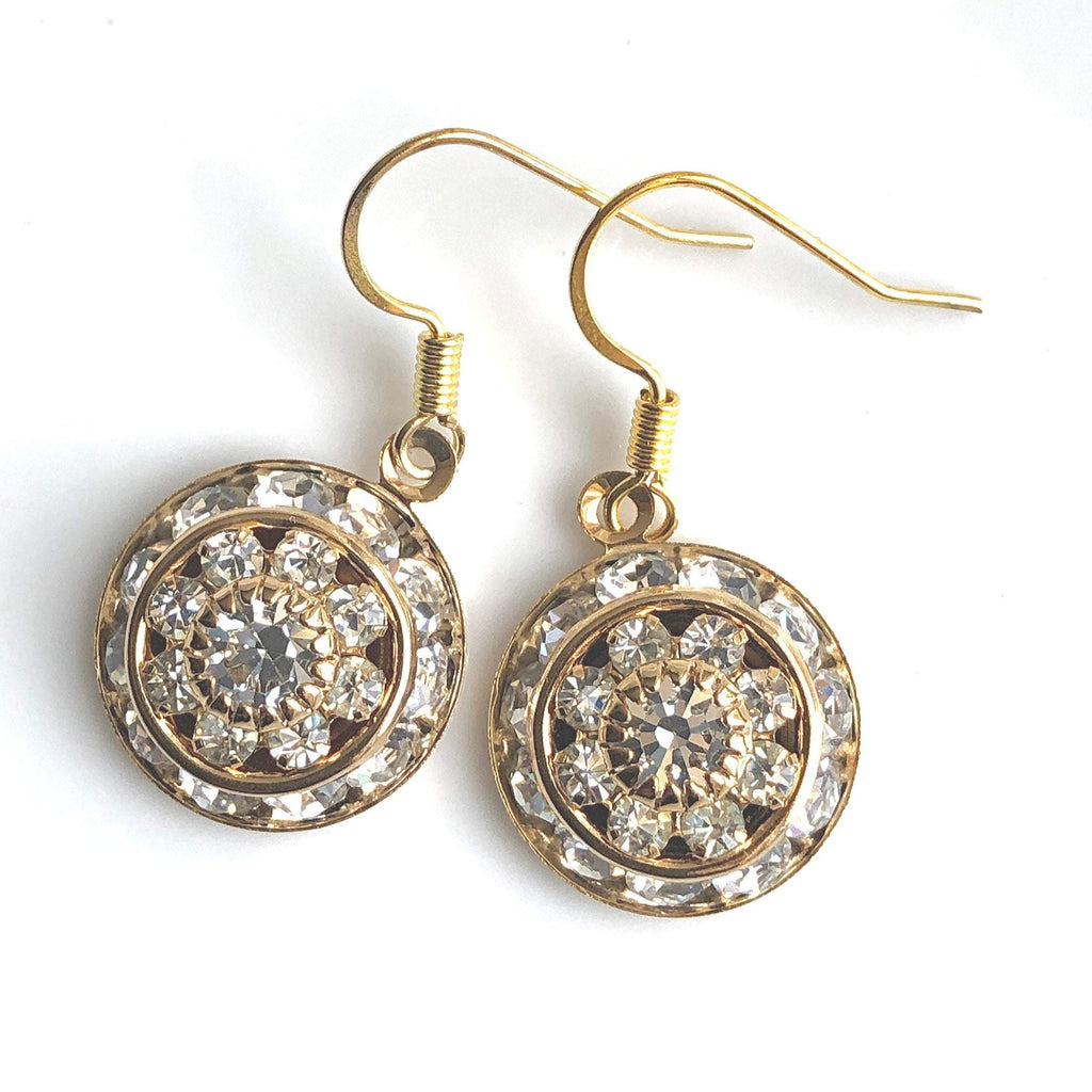 Gold Swarovski Crystal Earrings Art Deco Style