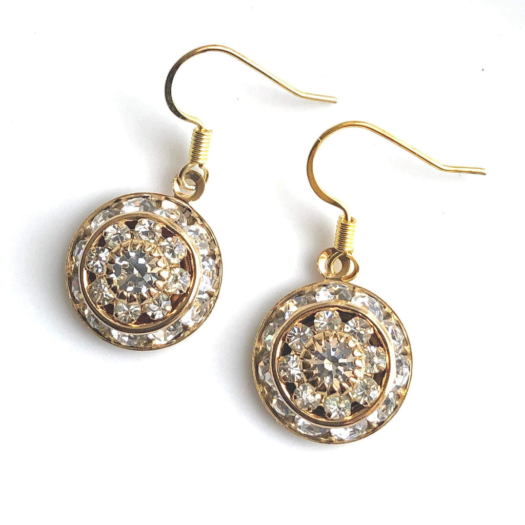 Gold Swarovski Crystal Earrings Art Deco Style