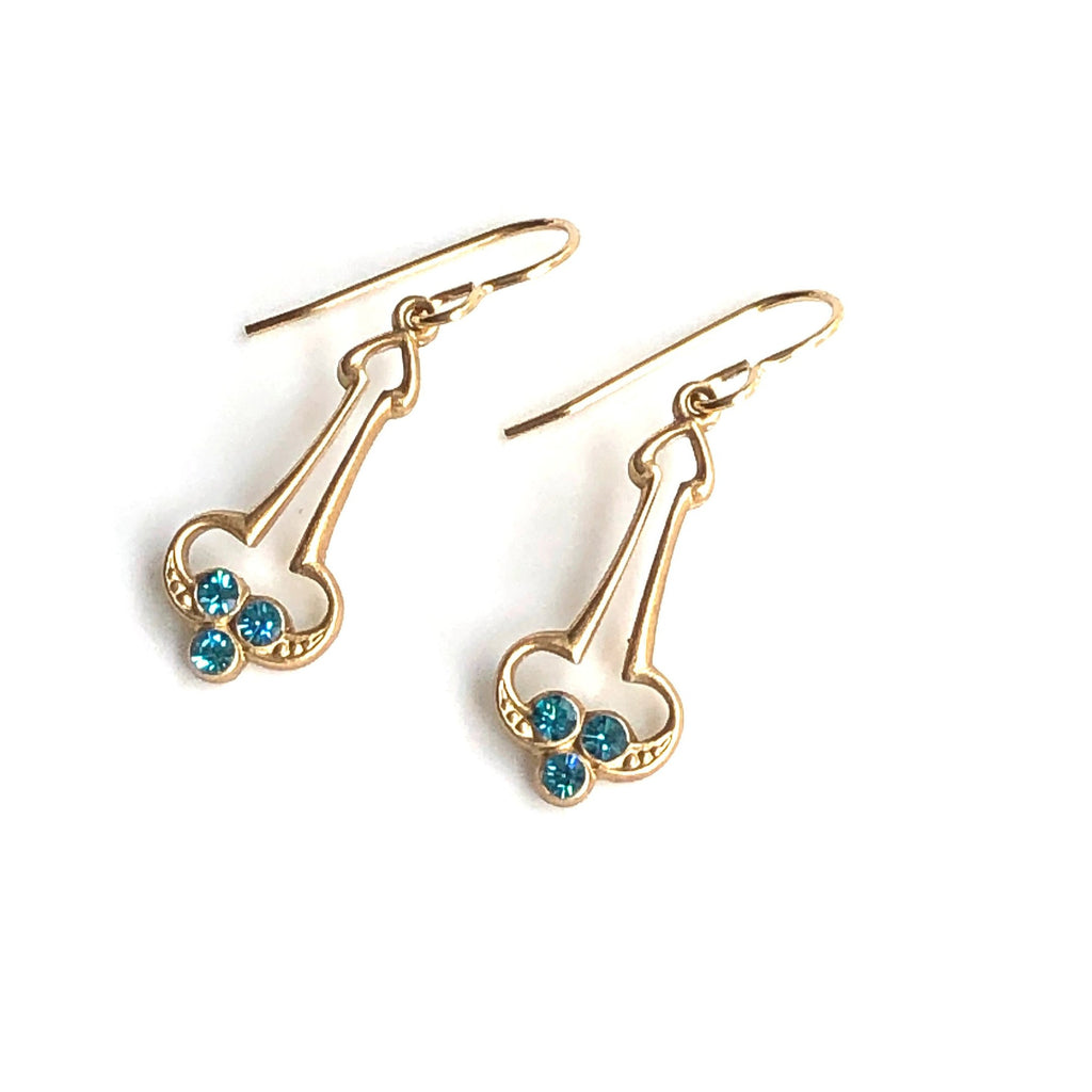 Art Deco Gold Turquoise Drop Earrings 