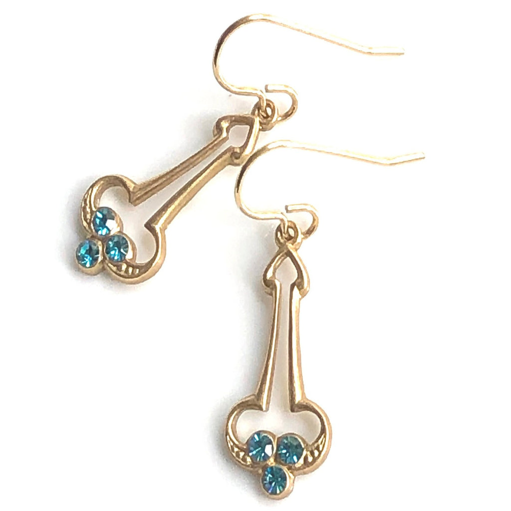 Art Deco Gold Turquoise Drop Earrings 