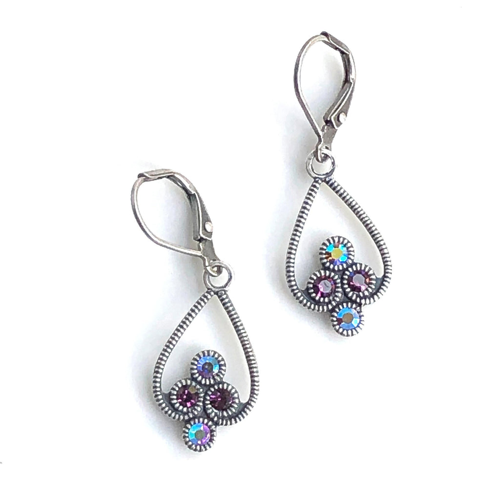 Swarovski Crystal Earrings Purple Dangles